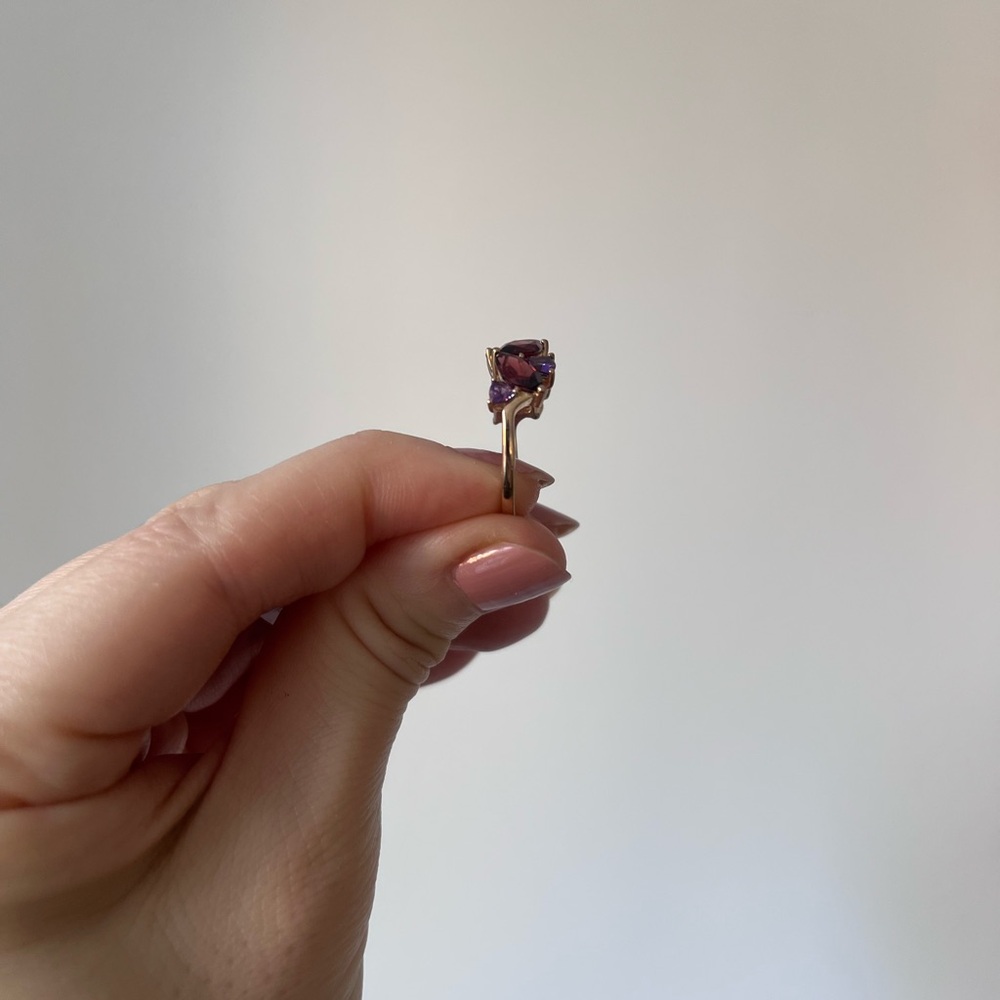 NWT 10K Gold Red Garnet & Amethyst Gemstones Ring - Picture 7 of 8